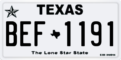 TX license plate BEF1191