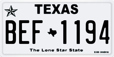 TX license plate BEF1194