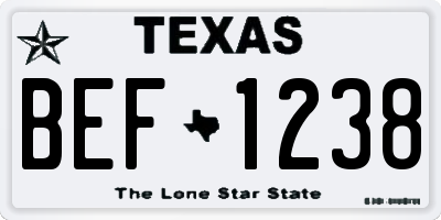 TX license plate BEF1238