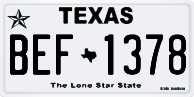 TX license plate BEF1378
