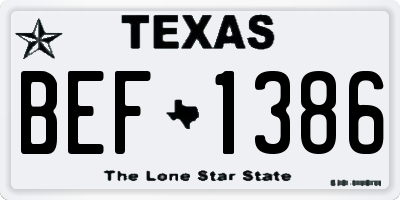 TX license plate BEF1386