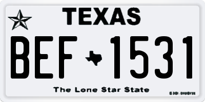 TX license plate BEF1531