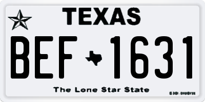 TX license plate BEF1631