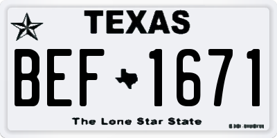 TX license plate BEF1671