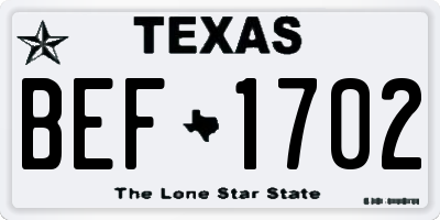 TX license plate BEF1702