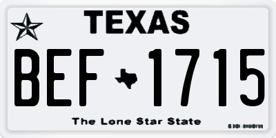 TX license plate BEF1715