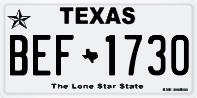 TX license plate BEF1730