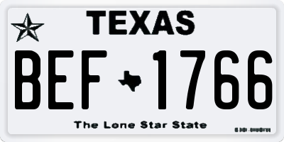 TX license plate BEF1766