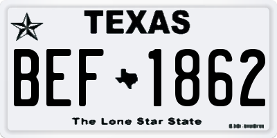 TX license plate BEF1862