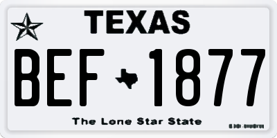 TX license plate BEF1877