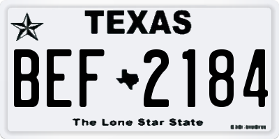 TX license plate BEF2184