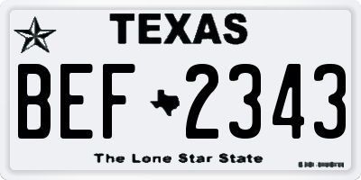TX license plate BEF2343