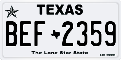 TX license plate BEF2359