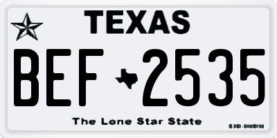 TX license plate BEF2535