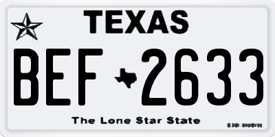 TX license plate BEF2633