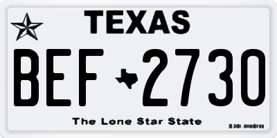 TX license plate BEF2730