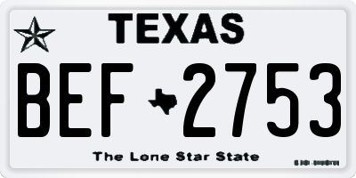 TX license plate BEF2753