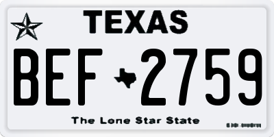 TX license plate BEF2759