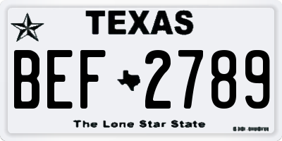 TX license plate BEF2789