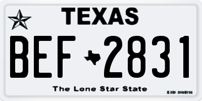 TX license plate BEF2831