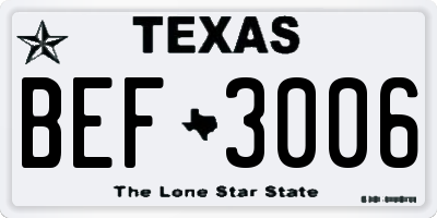 TX license plate BEF3006