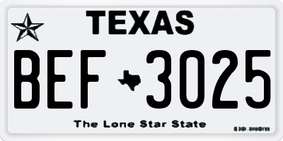 TX license plate BEF3025