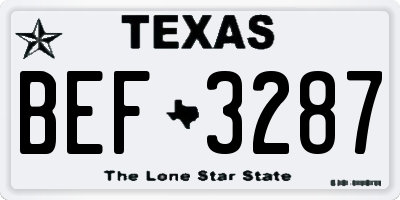 TX license plate BEF3287