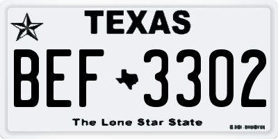 TX license plate BEF3302