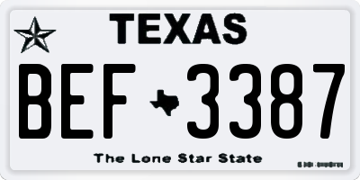 TX license plate BEF3387