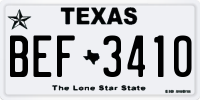 TX license plate BEF3410