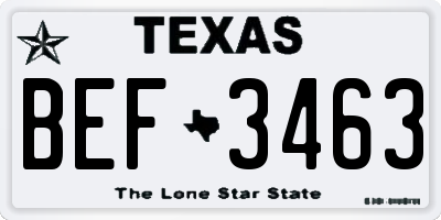 TX license plate BEF3463