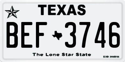TX license plate BEF3746