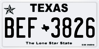 TX license plate BEF3826