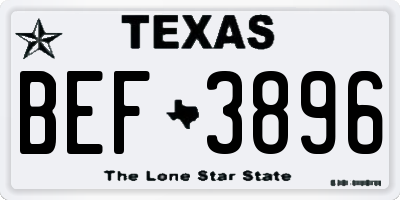 TX license plate BEF3896