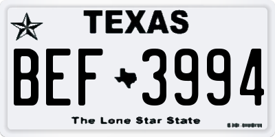 TX license plate BEF3994