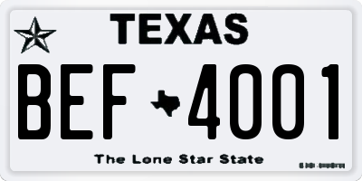 TX license plate BEF4001