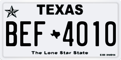 TX license plate BEF4010