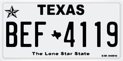 TX license plate BEF4119