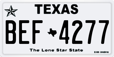 TX license plate BEF4277