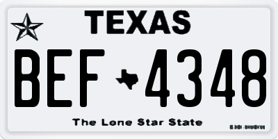 TX license plate BEF4348