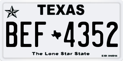 TX license plate BEF4352