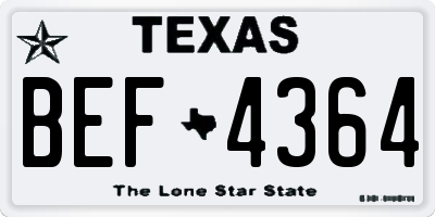 TX license plate BEF4364