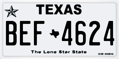 TX license plate BEF4624