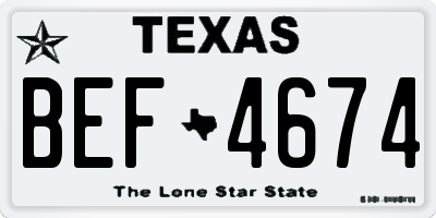 TX license plate BEF4674