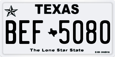 TX license plate BEF5080
