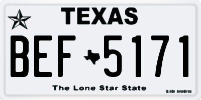 TX license plate BEF5171