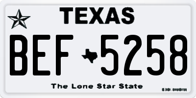 TX license plate BEF5258