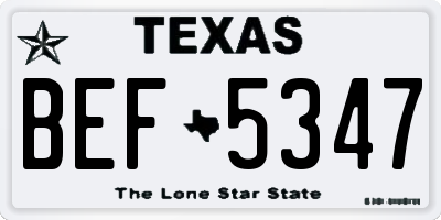 TX license plate BEF5347
