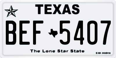 TX license plate BEF5407