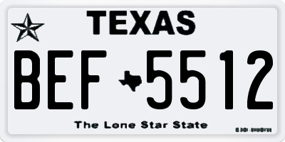 TX license plate BEF5512
